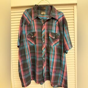 Plainsman Men’s Sz 2XL Vibrant Plaid Pearl Snap Casual Button Down Shirt